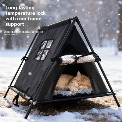 HKM-6122173 Outdoor Cat Nest - Triangle Tent for All Seasons, Durable Oxford Cloth, Small Size, Black & Gray Options