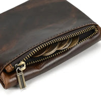 HKM-612243 Retro Men's Leather Wallet with Multi-Card Slots and Change Compartment in Brown/Blue/Coffee