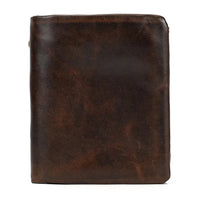 HKM-612243 Retro Men's Leather Wallet with Multi-Card Slots and Change Compartment in Brown/Blue/Coffee