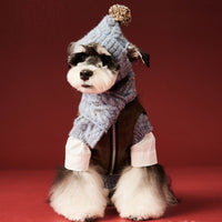 HKM-6122685 Wool Winter Hat and Scarf Set for Small to Medium Dogs