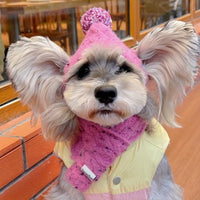 HKM-6122685 Wool Winter Hat and Scarf Set for Small to Medium Dogs