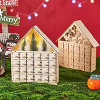HKM-612307 Wooden LED Light Advent Calendar Christmas Decoration