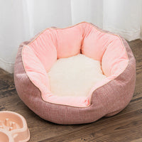 HKM-6124349 Warm Cotton Nest Octagonal Shape Pet Bed for Cats and Small Dogs, Soft Wool Design with Removable Mats