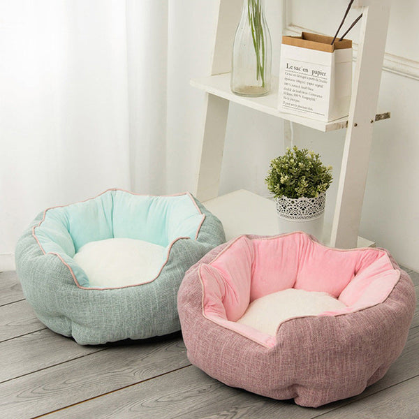 HKM-6124349 Warm Cotton Nest Octagonal Shape Pet Bed for Cats and Small Dogs, Soft Wool Design with Removable Mats
