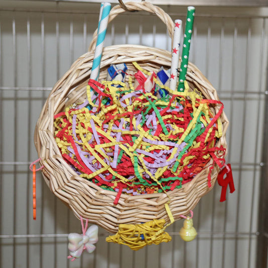 HKM-612435 Parrot Basketball Hoop Star Paper Tube Puzzle Toy for Birds