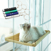 HKM-6124477 Blue Cat Suction Cup Hanging Hammock with Soft Chair and Cozy Accessories for Sunbathing