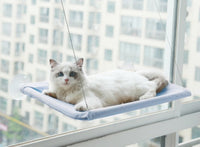 HKM-6124477 Blue Cat Suction Cup Hanging Hammock with Soft Chair and Cozy Accessories for Sunbathing
