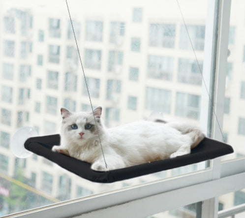 HKM-6124477 Blue Cat Suction Cup Hanging Hammock with Soft Chair and Cozy Accessories for Sunbathing