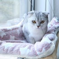 HKM-6124477 Blue Cat Suction Cup Hanging Hammock with Soft Chair and Cozy Accessories for Sunbathing