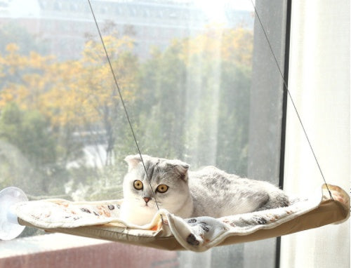 HKM-6124477 Blue Cat Suction Cup Hanging Hammock with Soft Chair and Cozy Accessories for Sunbathing