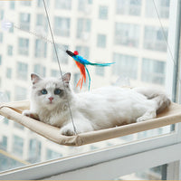 HKM-6124477 Blue Cat Suction Cup Hanging Hammock with Soft Chair and Cozy Accessories for Sunbathing