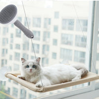 HKM-6124477 Blue Cat Suction Cup Hanging Hammock with Soft Chair and Cozy Accessories for Sunbathing