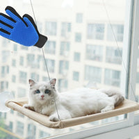 HKM-6124477 Blue Cat Suction Cup Hanging Hammock with Soft Chair and Cozy Accessories for Sunbathing