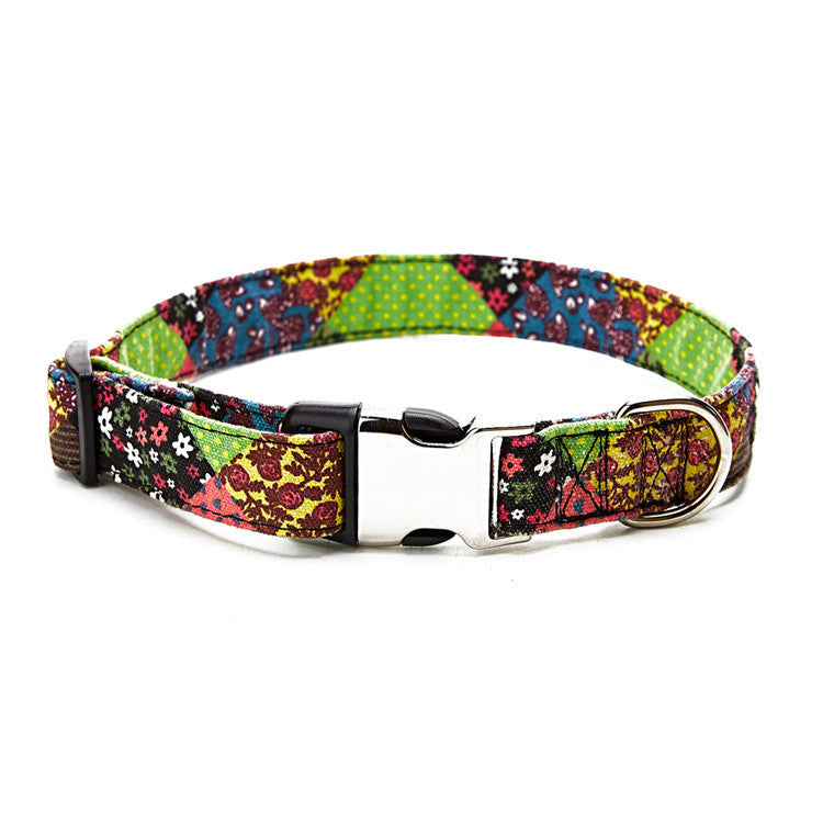 HKM-6124861 Ethnic Style Half Metal Dog Collar - Adjustable Cloth Design for All Breeds