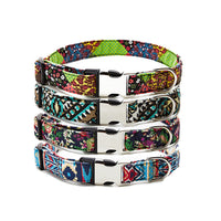 HKM-6124861 Ethnic Style Half Metal Dog Collar - Adjustable Cloth Design for All Breeds