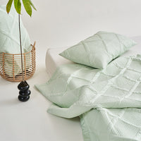 HKM-612499 Summer Cool Feeling Thin Quilt Set with 2 Pillowcases - 100% Tencel Cotton, Solid Color Design