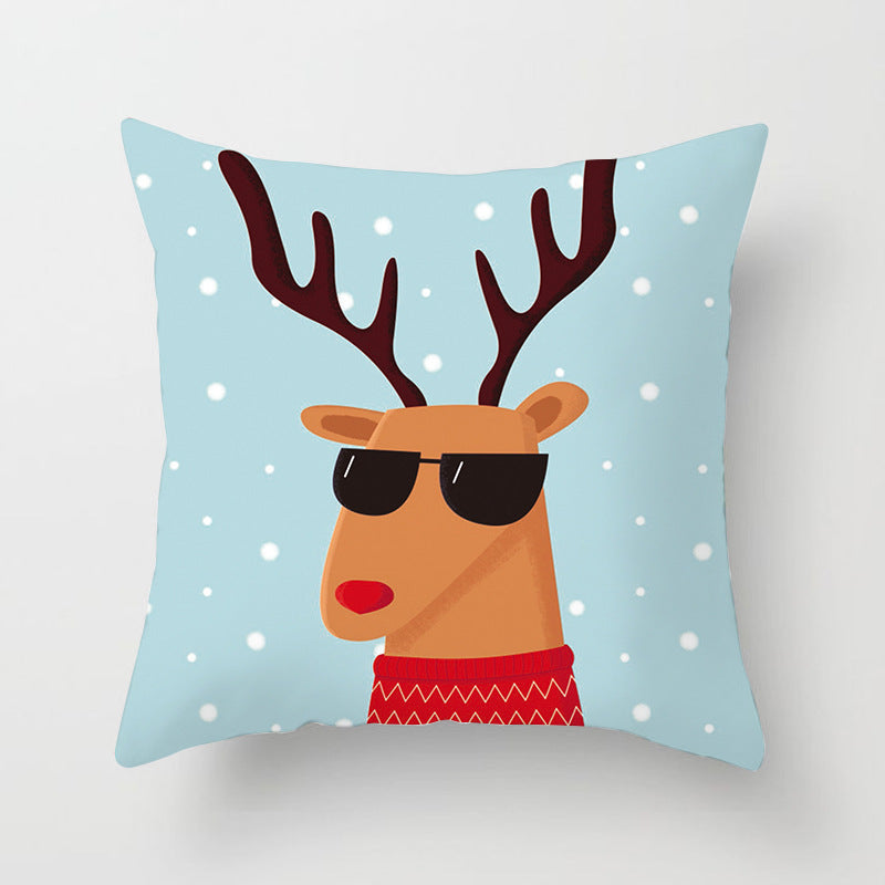 HKM-612563 Christmas-Themed Single-Sided Peach Skin Velvet Pillowcase, 44cm x 44cm