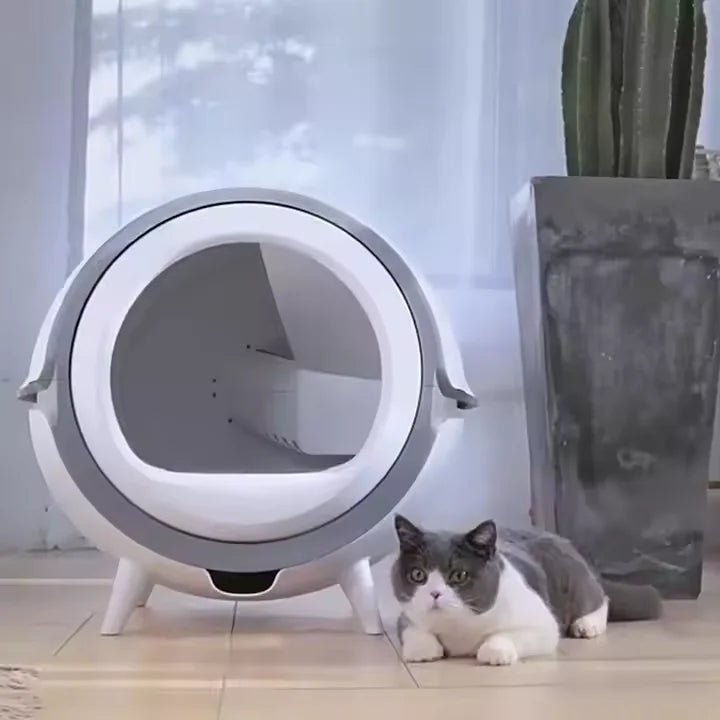 HKM-612627 Self-Cleaning Smart Cat Litter Box with Wifi & Touch Control, 20L Capacity, Easy Clean Design