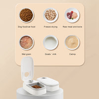 HKM-6126653 Automatic Pet Feeder with Water Dispenser - Stainless Steel Feeder for Cats and Dogs, Two Meal Options