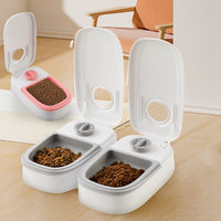 HKM-6126653 Automatic Pet Feeder with Water Dispenser - Stainless Steel Feeder for Cats and Dogs, Two Meal Options