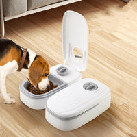 HKM-6126653 Automatic Pet Feeder with Water Dispenser - Stainless Steel Feeder for Cats and Dogs, Two Meal Options