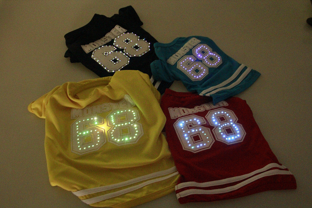 HKM-6127037 LED Luminous Pet T-Shirt for Small Dogs - Breathable Cotton in 4 Color Options