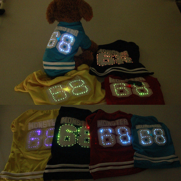 HKM-6127037 LED Luminous Pet T-Shirt for Small Dogs - Breathable Cotton in 4 Color Options