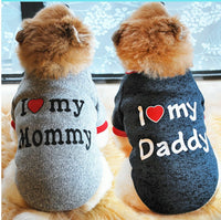 HKM-6127933 Cotton Fleece Sweatshirt for Dogs - Navy Blue Love Dad & Gray Love Mom Options