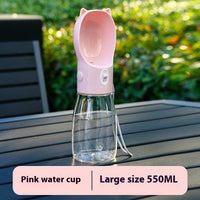 HKM-6128701 Portable Pet Water Bottle - 380ml and 550ml Sizes Available in Yellow, Gray, and Pink
