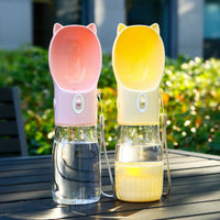 HKM-6128701 Portable Pet Water Bottle - 380ml and 550ml Sizes Available in Yellow, Gray, and Pink