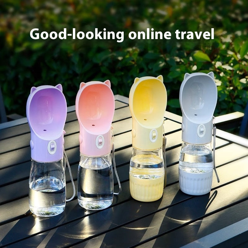 HKM-6128701 Portable Pet Water Bottle - 380ml and 550ml Sizes Available in Yellow, Gray, and Pink