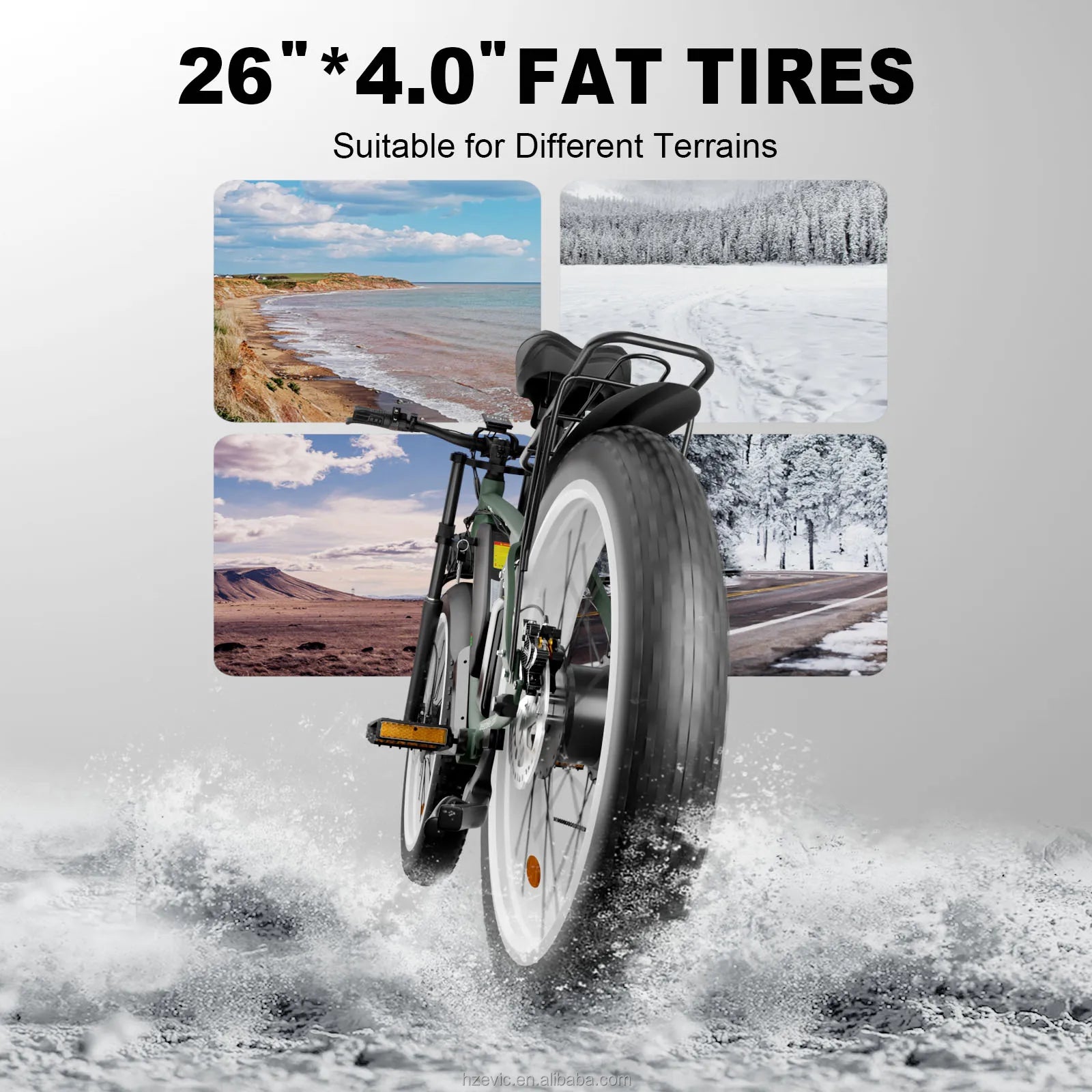 HKM-612883 Dual Motor Electric Bike 2000W 48V Fat Tire 26 Inch with Hydraulic Brakes and 7 Speed Gears