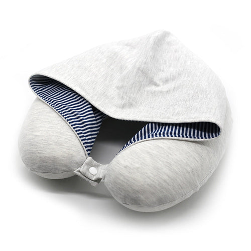 HKM-613011 Memory Foam U-Shape Travel Pillow for Kids and Adults - Soft Wool Light Blue or Pink