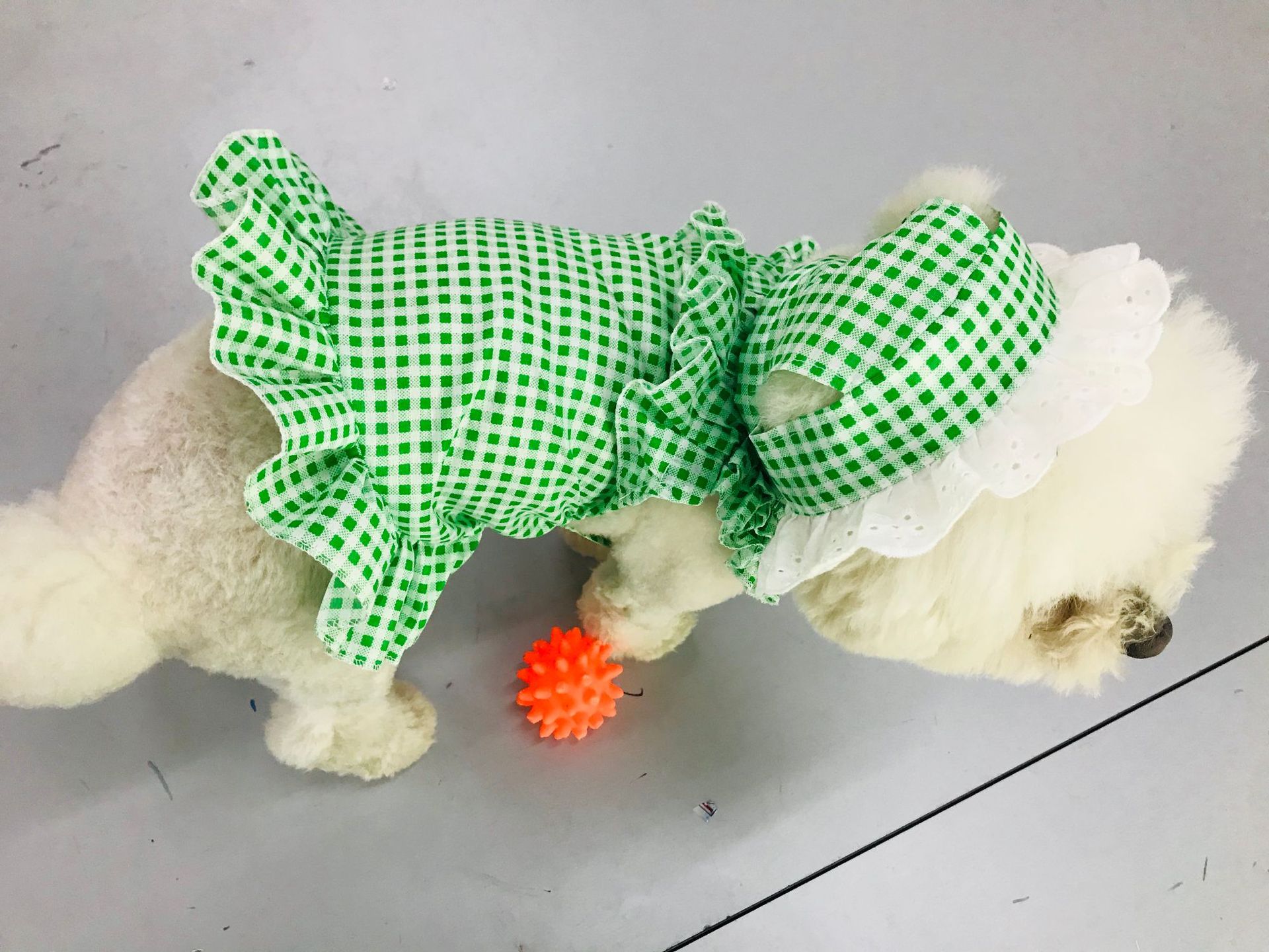 HKM-6130237 Creative Plaid Dog Dress Set for All Breeds - Blue and Green - Sizes XS to XXL