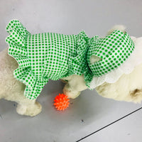 HKM-6130237 Creative Plaid Dog Dress Set for All Breeds - Blue and Green - Sizes XS to XXL