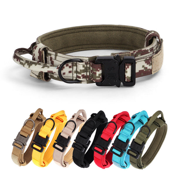 HKM-6130621 Adjustable Tactical Dog Collar with Traction Rope - Military-Style Pet Accessory for Medium to Large Breeds