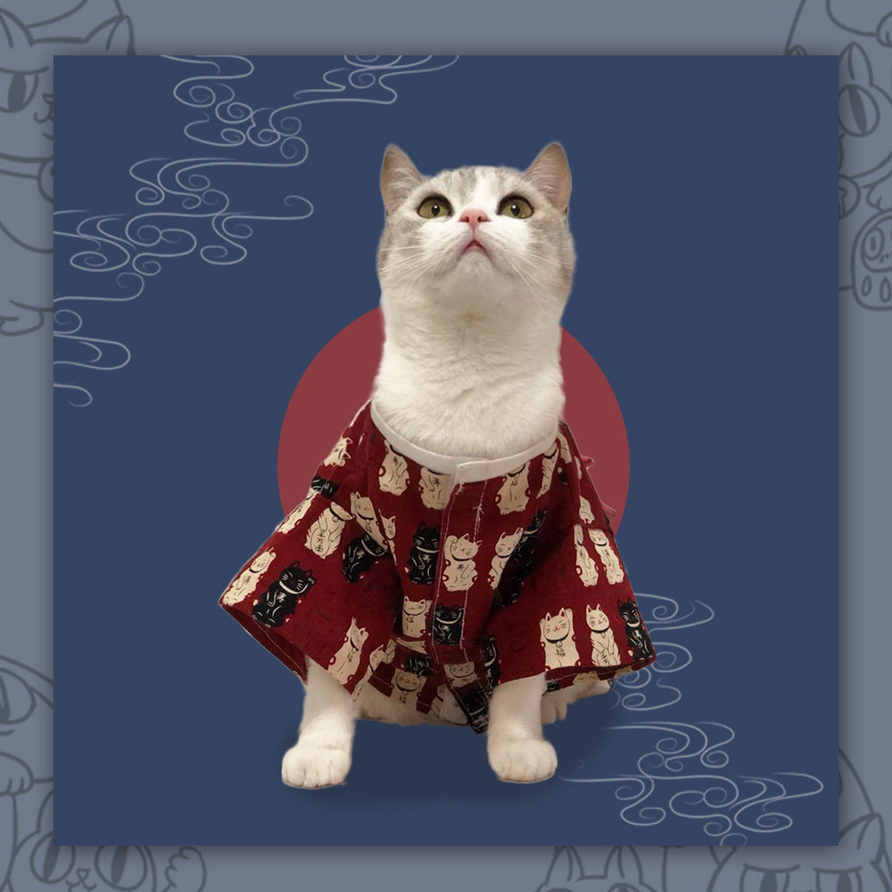 HKM-6131005 Japanese Style Dog Kimono with Printed Cotton Fabric in Multiple Sizes