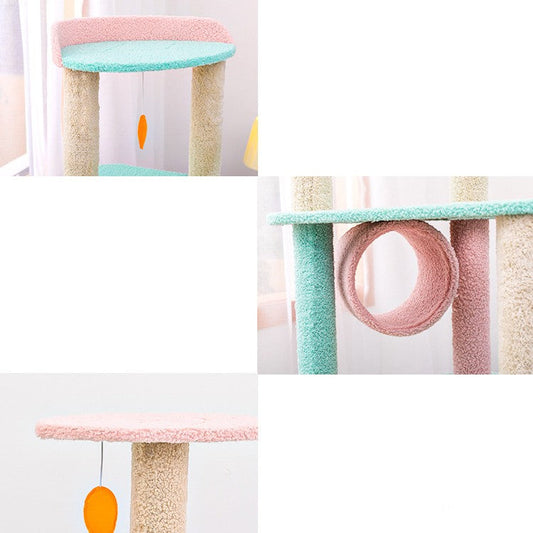 HKM-6131901 Cat Climbing Frame with Scratching Post - Soft Velvet, Multi-Sized, Durable Design for Rest and Paw Care