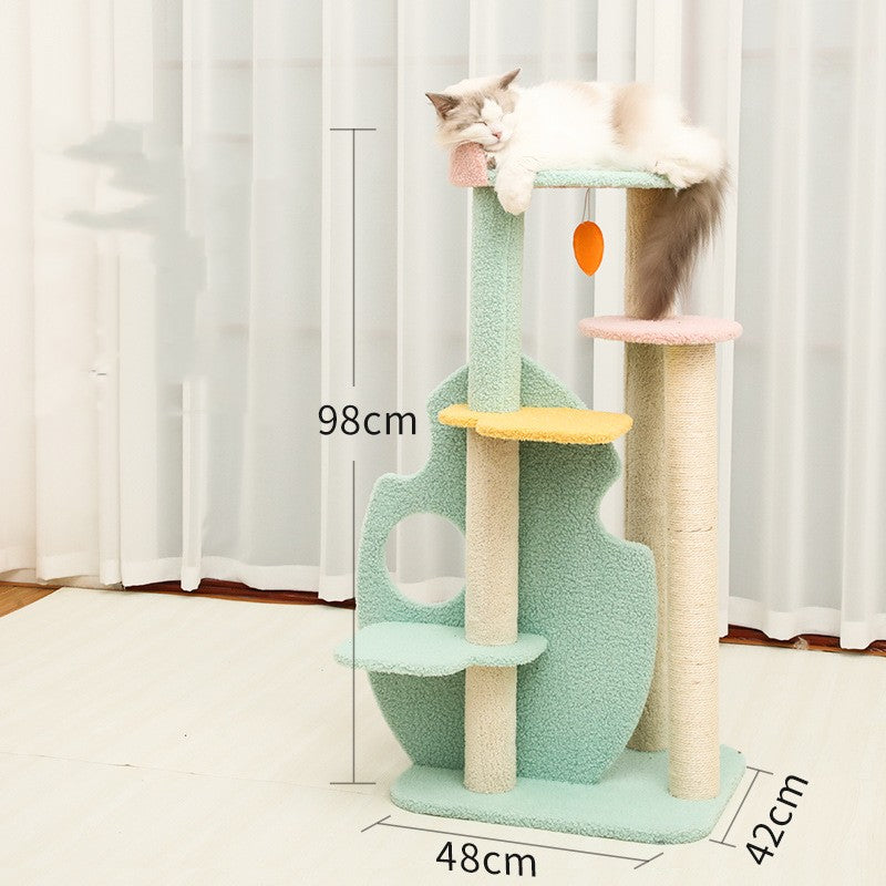 HKM-6131901 Cat Climbing Frame with Scratching Post - Soft Velvet, Multi-Sized, Durable Design for Rest and Paw Care