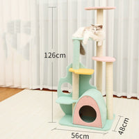 HKM-6131901 Cat Climbing Frame with Scratching Post - Soft Velvet, Multi-Sized, Durable Design for Rest and Paw Care