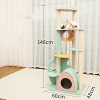HKM-6131901 Cat Climbing Frame with Scratching Post - Soft Velvet, Multi-Sized, Durable Design for Rest and Paw Care