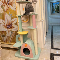 HKM-6131901 Cat Climbing Frame with Scratching Post - Soft Velvet, Multi-Sized, Durable Design for Rest and Paw Care