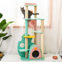 HKM-6131901 Cat Climbing Frame with Scratching Post - Soft Velvet, Multi-Sized, Durable Design for Rest and Paw Care