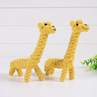 HKM-6133437 Cotton Rope Giraffe Dog Toy for Small Dogs - 21cm x 22cm