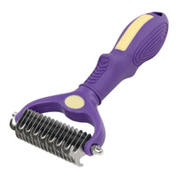 HKM-6134205 Double-Sided Knot Untying Comb for Dogs and Cats - Purple Plastic Pet Grooming Tool