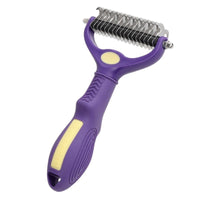 HKM-6134205 Double-Sided Knot Untying Comb for Dogs and Cats - Purple Plastic Pet Grooming Tool