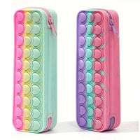 HKM-613459 Silicone Heart Pop Fidget Pencil Case - Vibrant and Durable Pencil Pouch