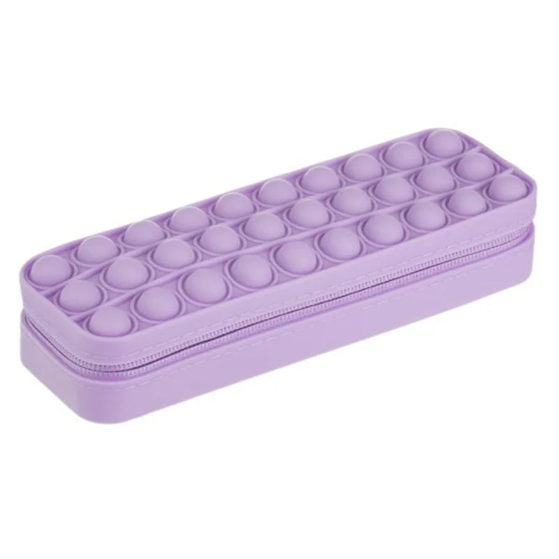 HKM-613459 Silicone Heart Pop Fidget Pencil Case - Vibrant and Durable Pencil Pouch