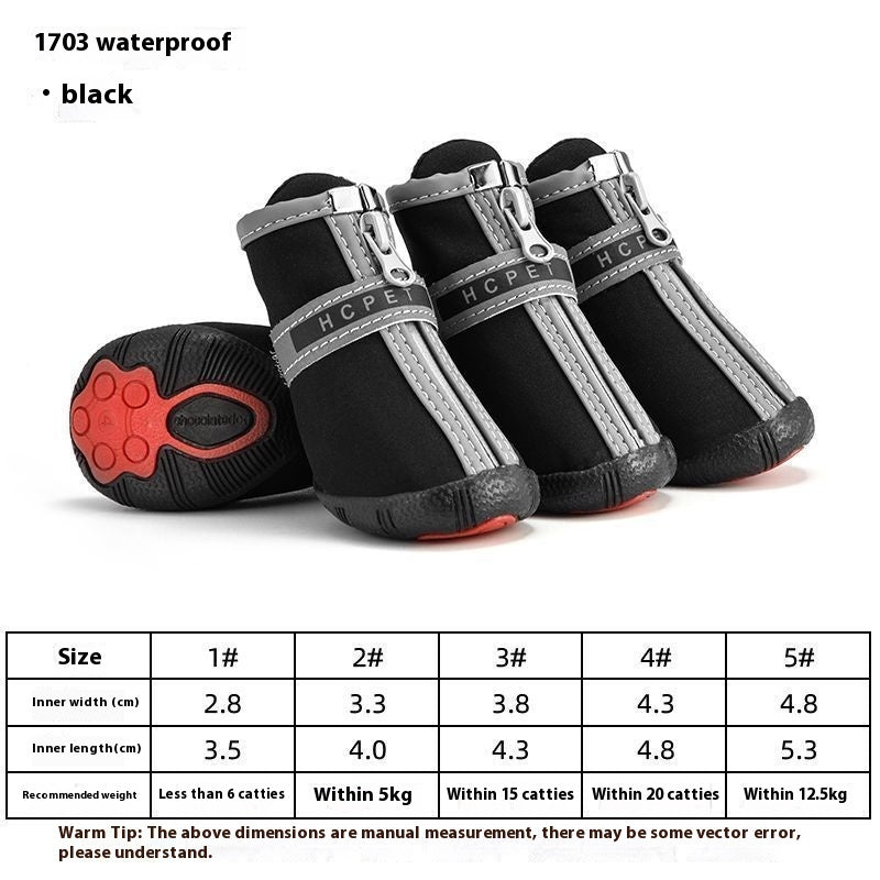 HKM-6135229 Waterproof Breathable Non-Slip Dog Shoes for Winter & Outdoor Adventures