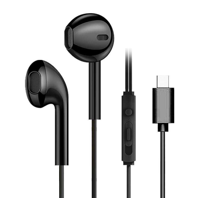 HKM-613523 Wired Type-C In-Ear Headset with Microphone and Volume Control - Available in White, Black, and Pink